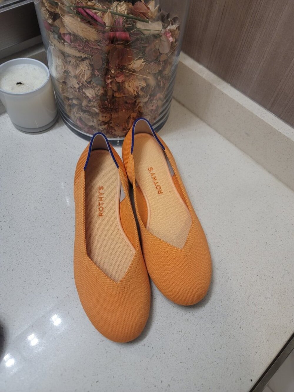 Rothy’s Size 9.5 Mustard Yellow Round Toe Flats